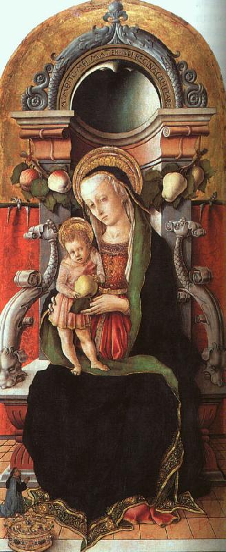 Carlo Crivelli Madonna and Child Enthroned with a Donor oil painting picture